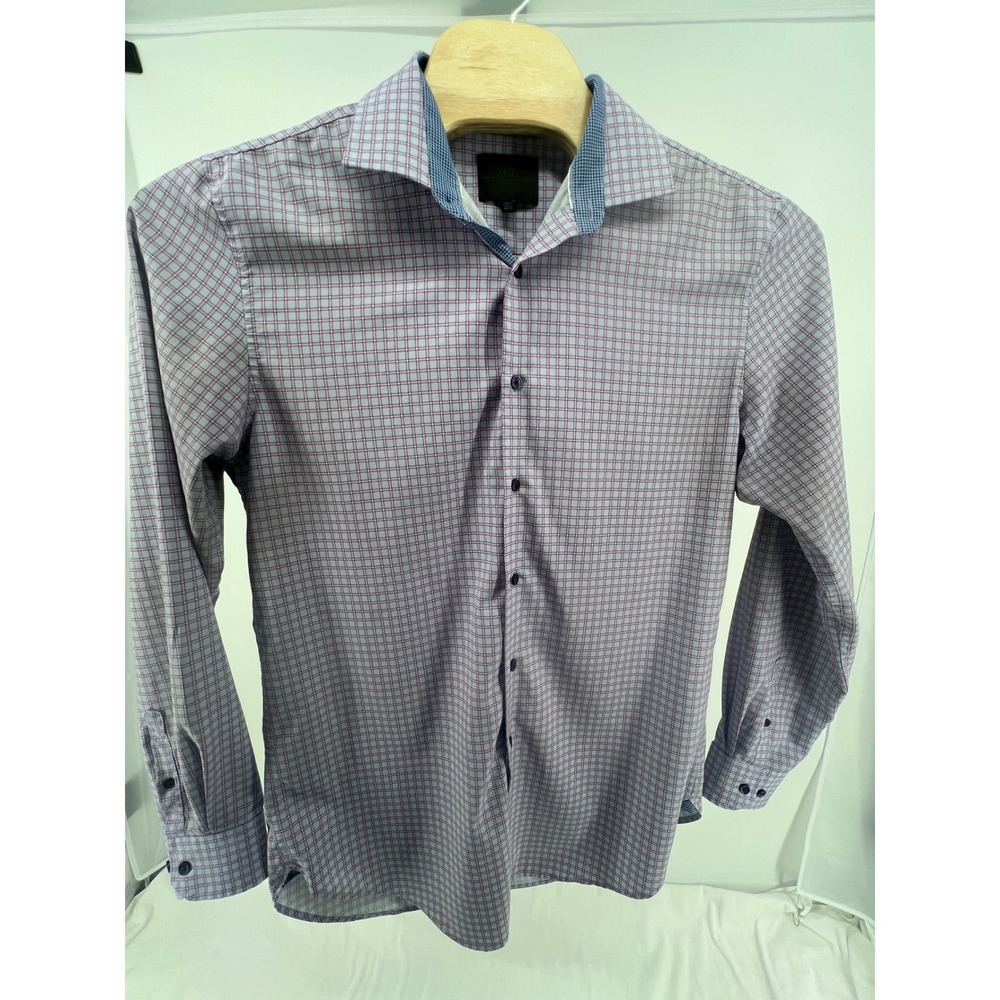 WRK Mens Tall Dress Shirt Blue Plaid Button Down 16.5 36-37 2 Way Stretch